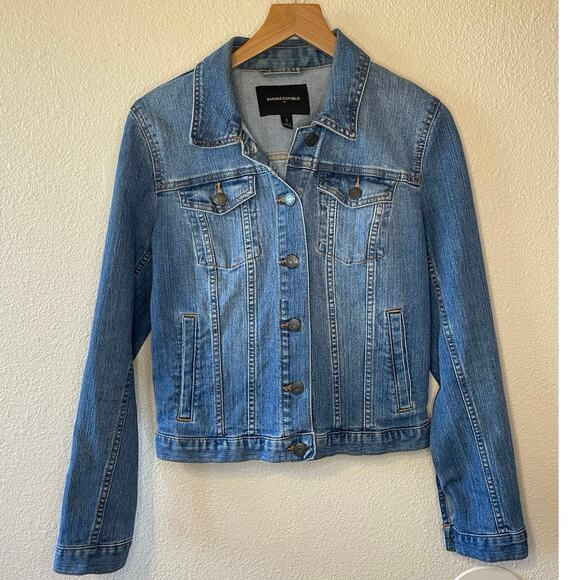 Banana Republic Medium Wash Y2K Boho Style Button Up Denim Jack Small - Picture 9 of 10